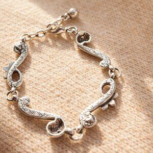 Brighton Silver Tone Sculpted Link Bracelet Adjustable
